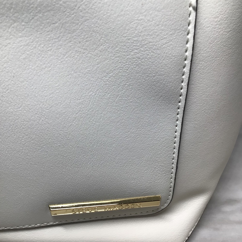 Steve Madden Cream Satchel Handbag Convertible Crossbody with Floral interior - Picture 5 of 16